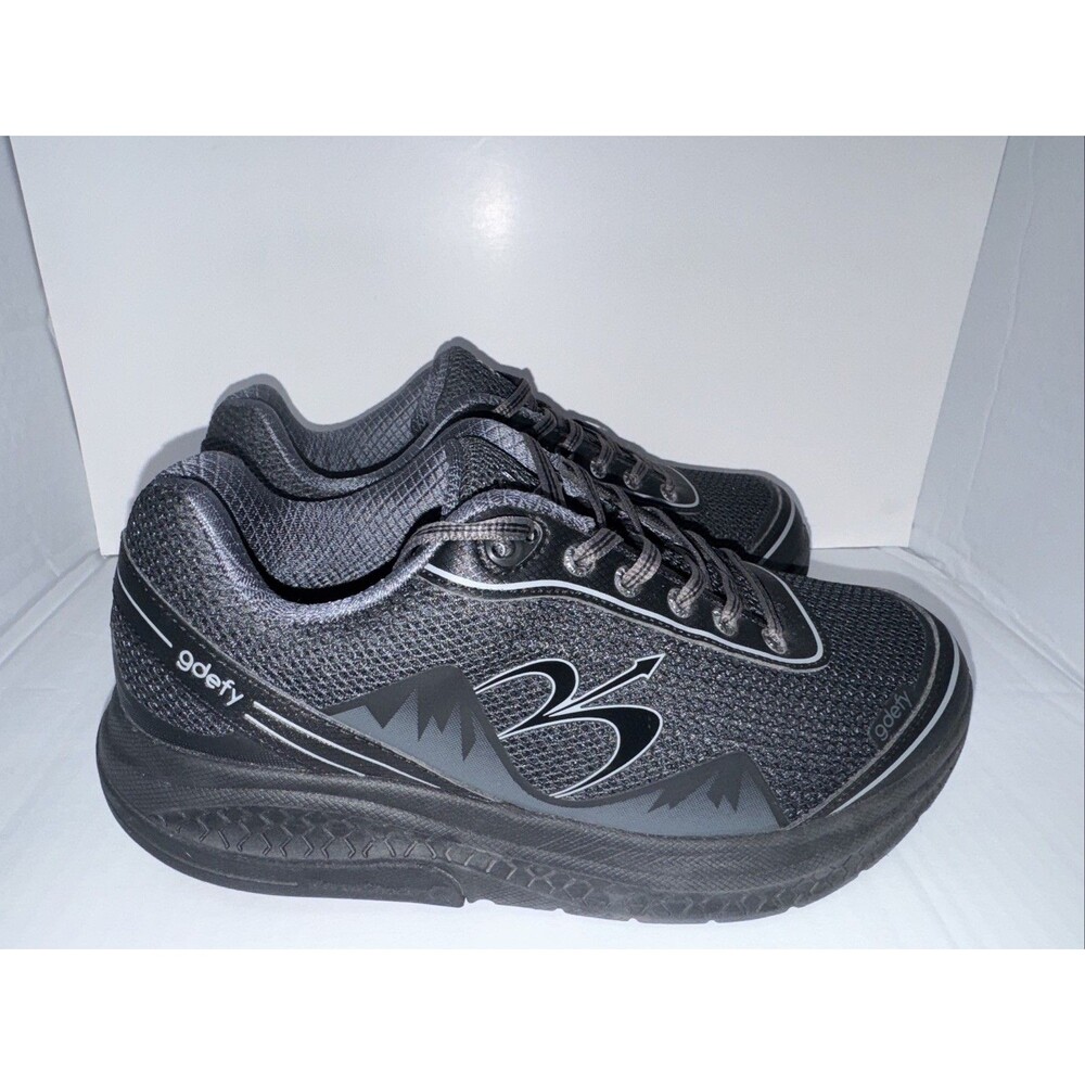 Gdefy Gravity Defyer Men’s 9.5 Mighty Walking Black Orthopedic Comfort Shoes EUC